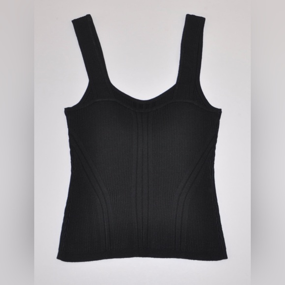 White House Black Market Rib Knit Black Sweater Tank Top Size Small MSRP $69 - Picture 4 of 7